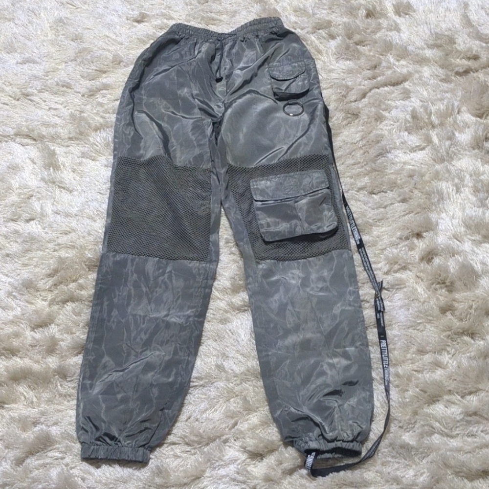 PLT Grey Fishnet Pant Jogger Pants UK 4 US 0 - Picture 5 of 7